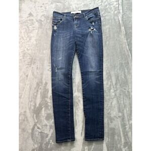 Abercrombie & Fitch Jeans Womens Sz 4L Blue W27 L33 Skinny Distressed Whiskered